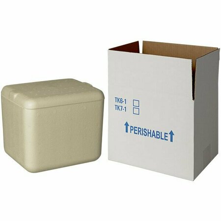 PLASTILITE Insulated Shipping Box with Biodegradable Cooler 7 3/4'' x 5 7/8'' x 6'' - 1 1/2'' Thick 451RTK6CPLT